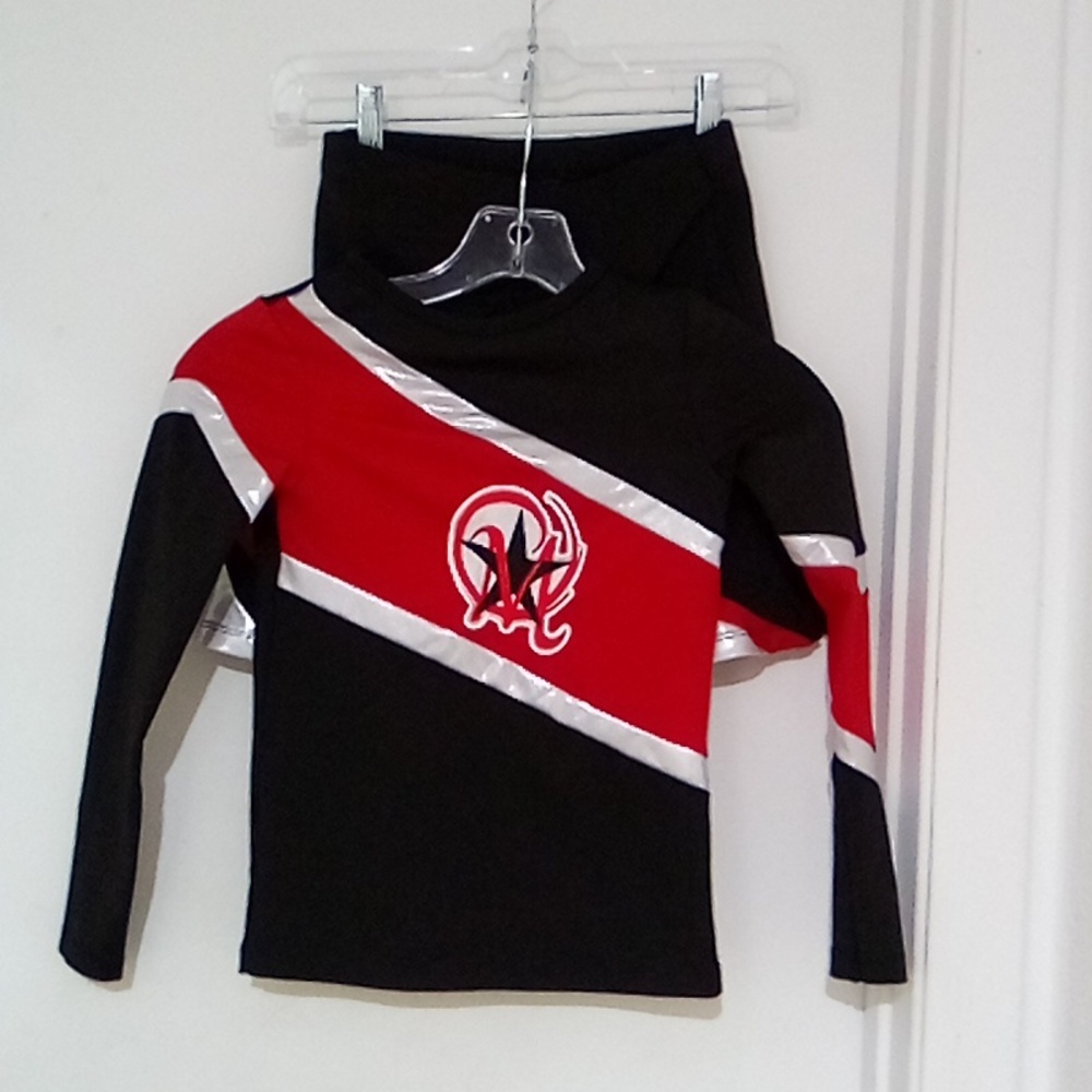 Gymnastics set for girl Red & Silver with Glitter long sleeves